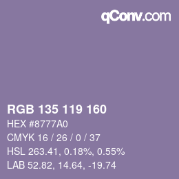 カラーコード: RGB 135 119 160 | qconv.com