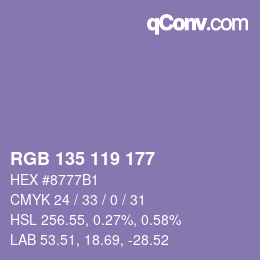 Color code: RGB 135 119 177 | qconv.com