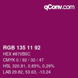 カラーコード: RGB 135 11 92 | qconv.com