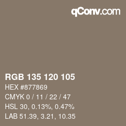 カラーコード: RGB 135 120 105 | qconv.com