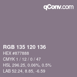 Color code: RGB 135 120 136 | qconv.com