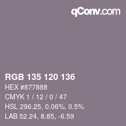 Color code: RGB 135 120 136 | qconv.com