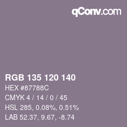 Color code: RGB 135 120 140 | qconv.com