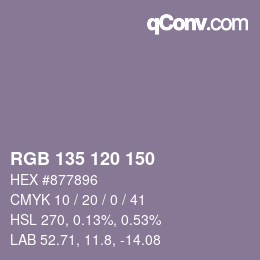 颜色代码: RGB 135 120 150 | qconv.com