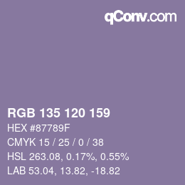 カラーコード: RGB 135 120 159 | qconv.com