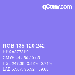 颜色代码: RGB 135 120 242 | qconv.com