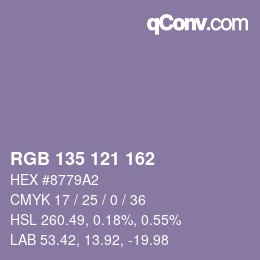 Color code: RGB 135 121 162 | qconv.com