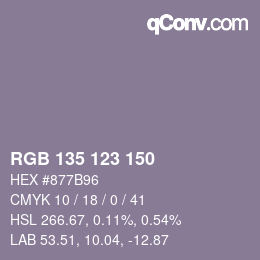 カラーコード: RGB 135 123 150 | qconv.com