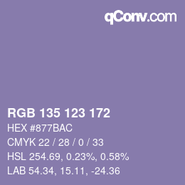 カラーコード: RGB 135 123 172 | qconv.com