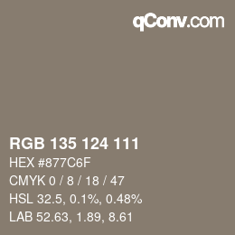 Farbcode: RGB 135 124 111 | qconv.com