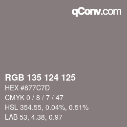 Código de color: RGB 135 124 125 | qconv.com