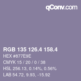 カラーコード: RGB 135 126.4 158.4 | qconv.com