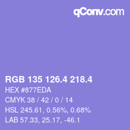 カラーコード: RGB 135 126.4 218.4 | qconv.com