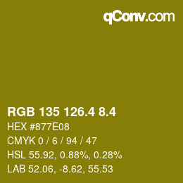カラーコード: RGB 135 126.4 8.4 | qconv.com