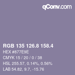 カラーコード: RGB 135 126.8 158.4 | qconv.com