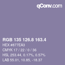 カラーコード: RGB 135 126.8 163.4 | qconv.com