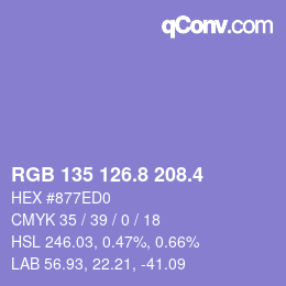 カラーコード: RGB 135 126.8 208.4 | qconv.com