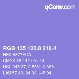 カラーコード: RGB 135 126.8 218.4 | qconv.com