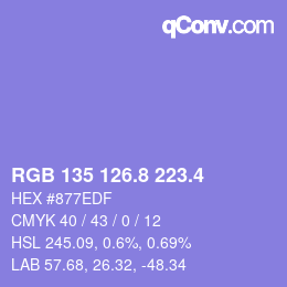 カラーコード: RGB 135 126.8 223.4 | qconv.com