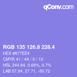カラーコード: RGB 135 126.8 228.4 | qconv.com