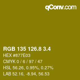 カラーコード: RGB 135 126.8 3.4 | qconv.com
