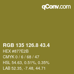 カラーコード: RGB 135 126.8 43.4 | qconv.com