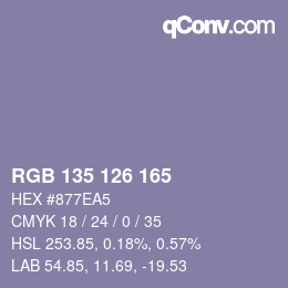カラーコード: RGB 135 126 165 | qconv.com