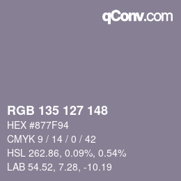 Color code: RGB 135 127 148 | qconv.com