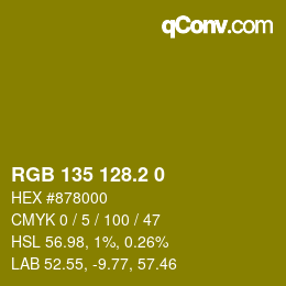 カラーコード: RGB 135 128.2 0 | qconv.com