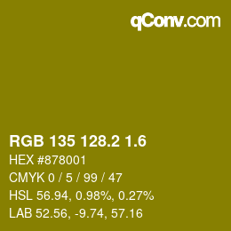 カラーコード: RGB 135 128.2 1.6 | qconv.com