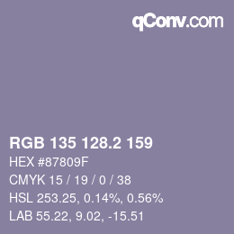カラーコード: RGB 135 128.2 159 | qconv.com