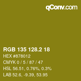 カラーコード: RGB 135 128.2 18 | qconv.com