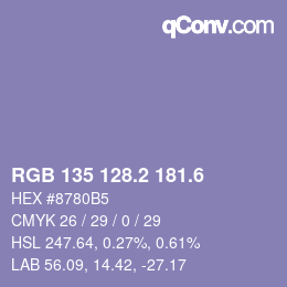カラーコード: RGB 135 128.2 181.6 | qconv.com