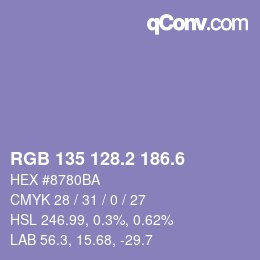カラーコード: RGB 135 128.2 186.6 | qconv.com
