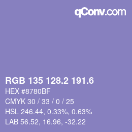 カラーコード: RGB 135 128.2 191.6 | qconv.com