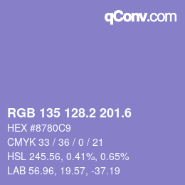 カラーコード: RGB 135 128.2 201.6 | qconv.com