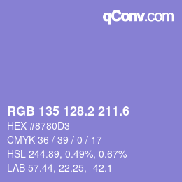 カラーコード: RGB 135 128.2 211.6 | qconv.com