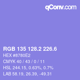 カラーコード: RGB 135 128.2 226.6 | qconv.com