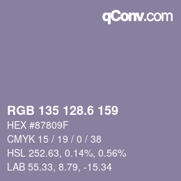 カラーコード: RGB 135 128.6 159 | qconv.com
