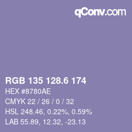 カラーコード: RGB 135 128.6 174 | qconv.com