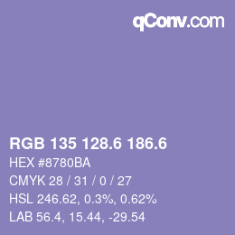 カラーコード: RGB 135 128.6 186.6 | qconv.com