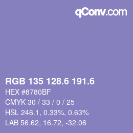 カラーコード: RGB 135 128.6 191.6 | qconv.com
