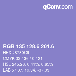 カラーコード: RGB 135 128.6 201.6 | qconv.com