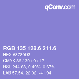 カラーコード: RGB 135 128.6 211.6 | qconv.com