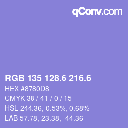 カラーコード: RGB 135 128.6 216.6 | qconv.com