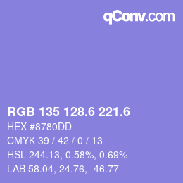 カラーコード: RGB 135 128.6 221.6 | qconv.com