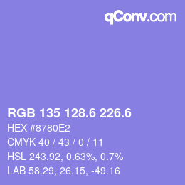 カラーコード: RGB 135 128.6 226.6 | qconv.com