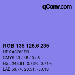 カラーコード: RGB 135 128.6 235 | qconv.com