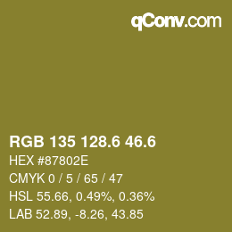 カラーコード: RGB 135 128.6 46.6 | qconv.com