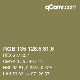 カラーコード: RGB 135 128.6 81.6 | qconv.com